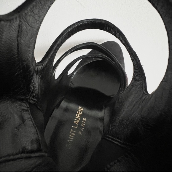 Saint Laurent black suede cut out cage Joplin 105 knee high boots - Picture 10 of 16